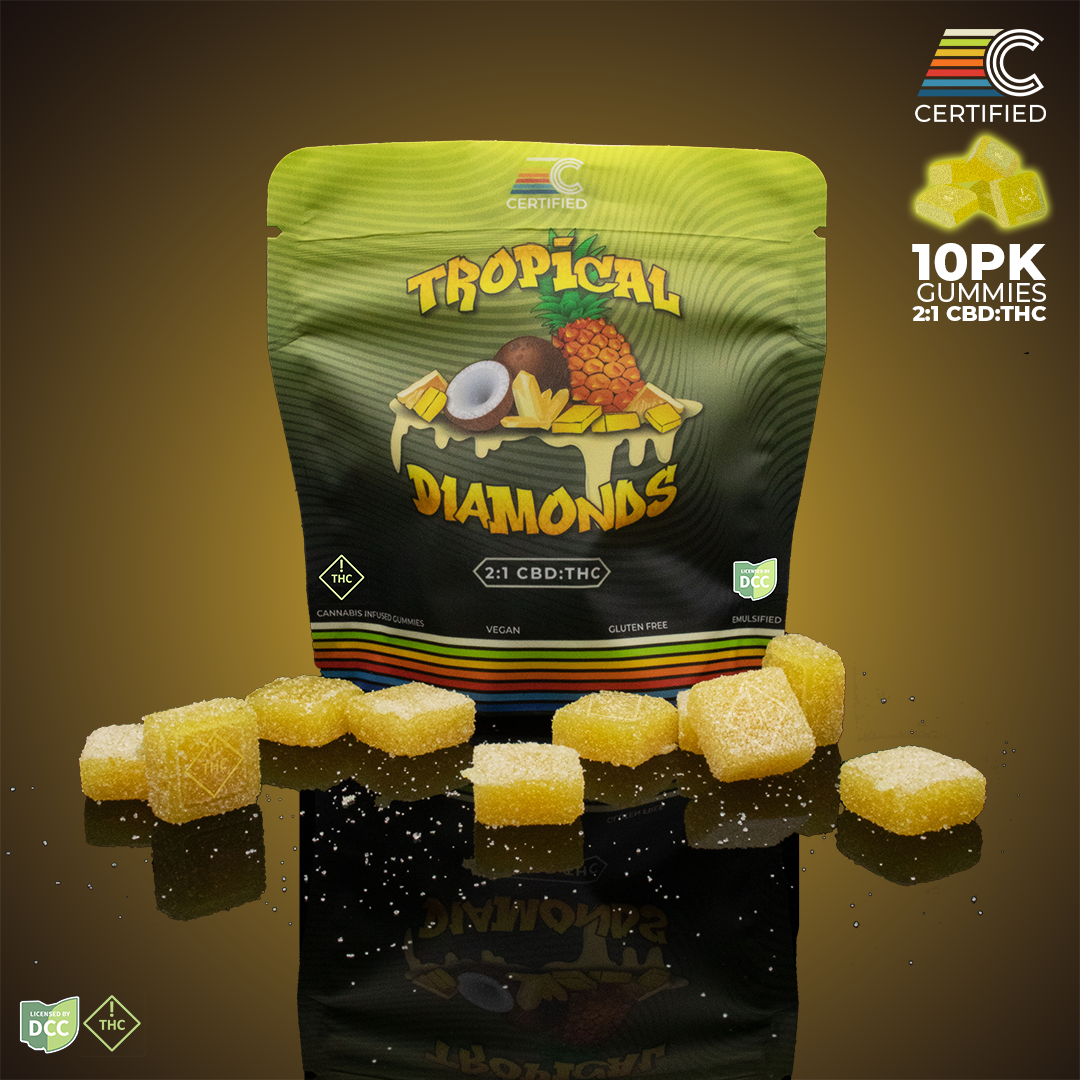Certified Cultivators - Tropical Diamonds 2 1 - Gummies - 100mg THC / 200mg CBD - 10pk