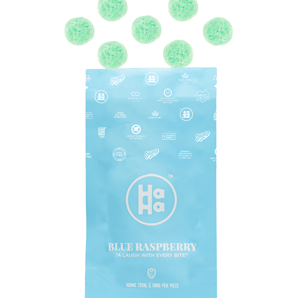 Blue Raspberry [10pk] (100mg) HaHa Edibles Gummies Jane