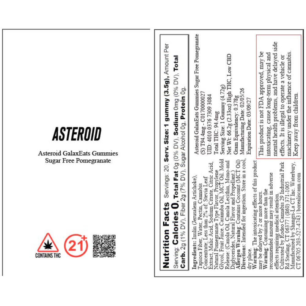 Asteroid GalaxEats Gummies Sugar Free Pomegranate (S) T94.4mg - C0170000027