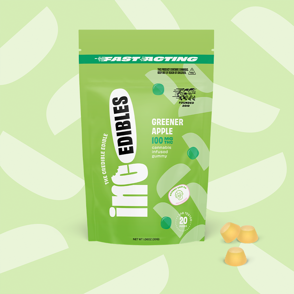 inc.edibles 20 Pack Greener Apple Fast Acting THC Gummies 01192