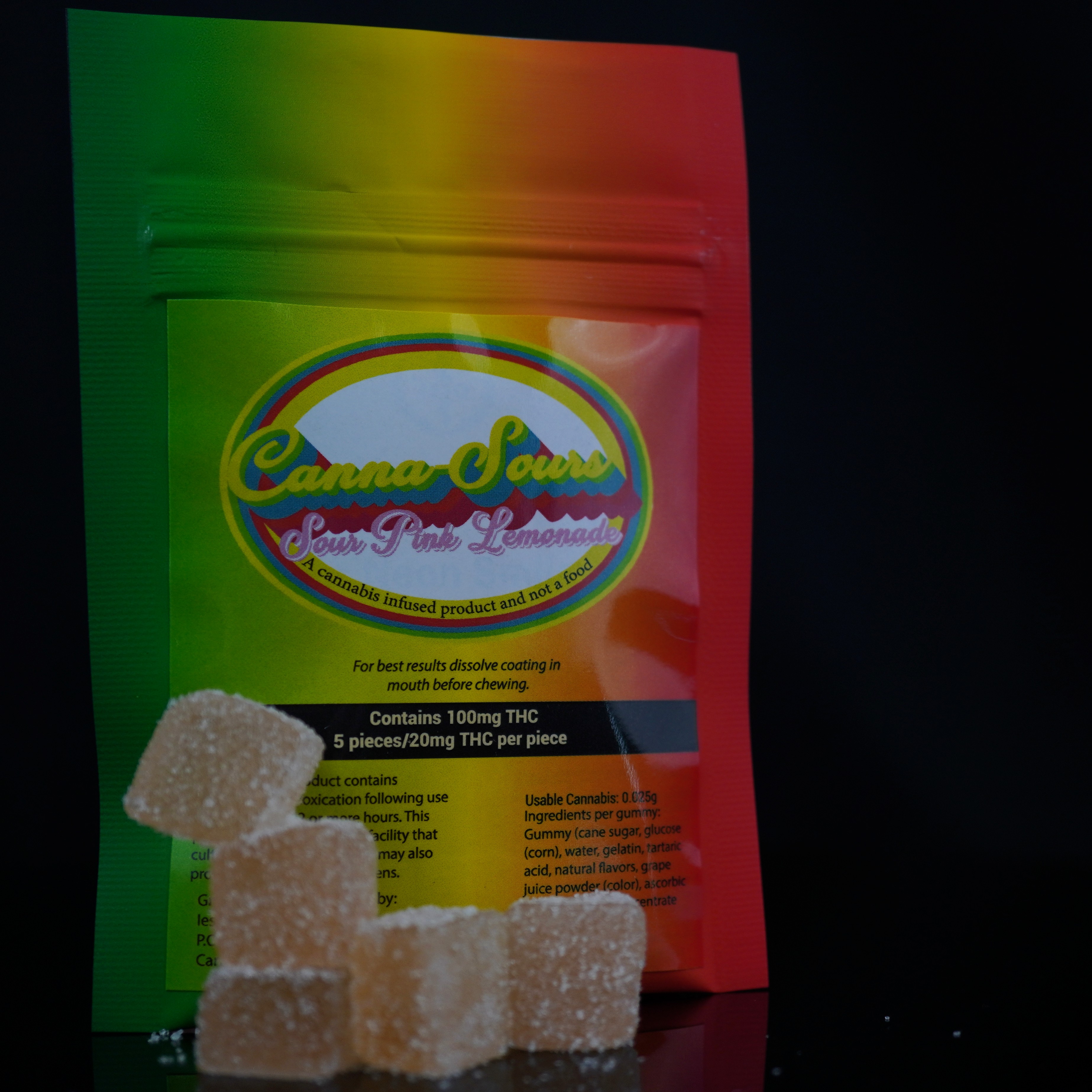 Sour Pink Lemonade (100mg) CannaSours Black Label Gummies Jane