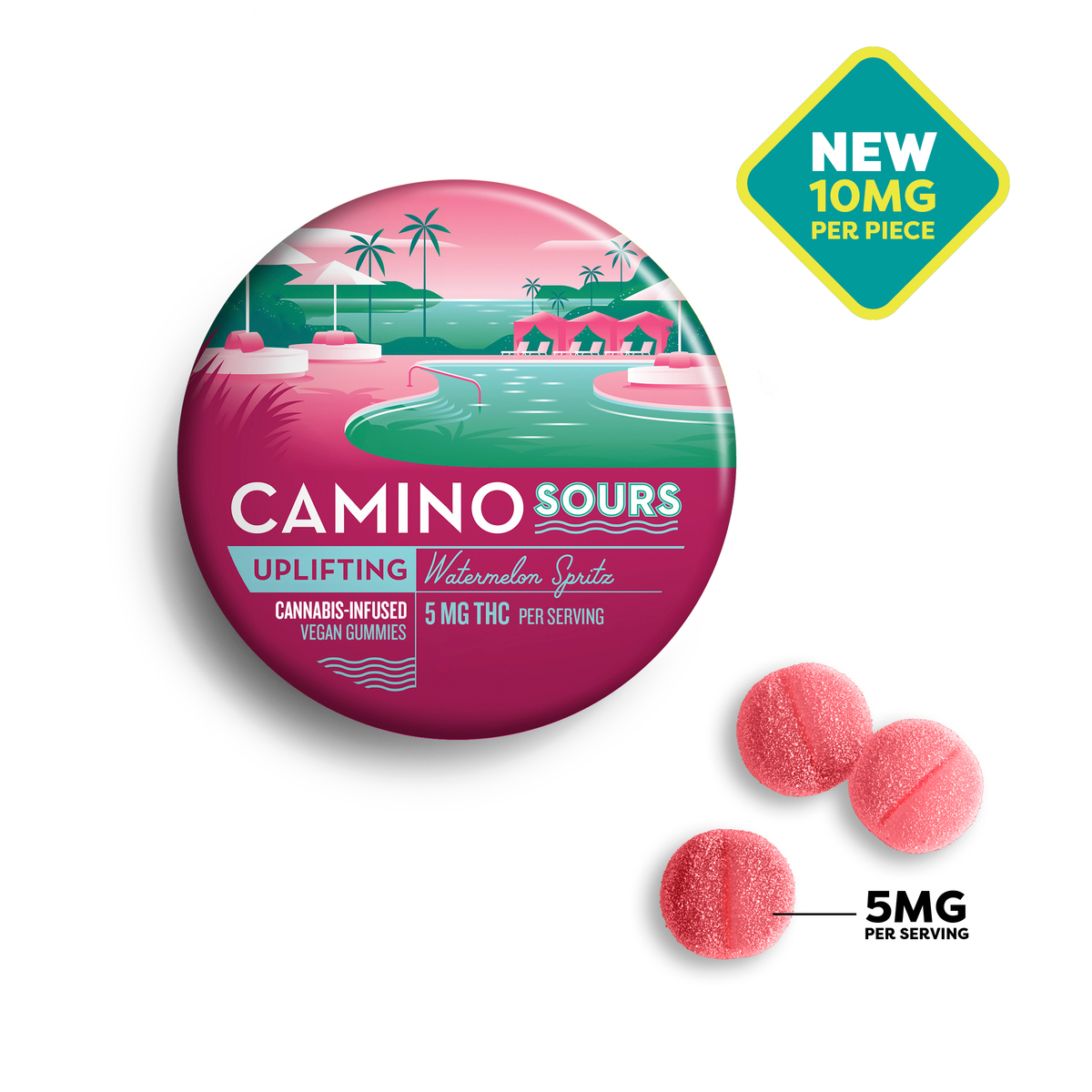 Camino Sours Watermelon Spritz Cannabis-Infused Gummies 00404