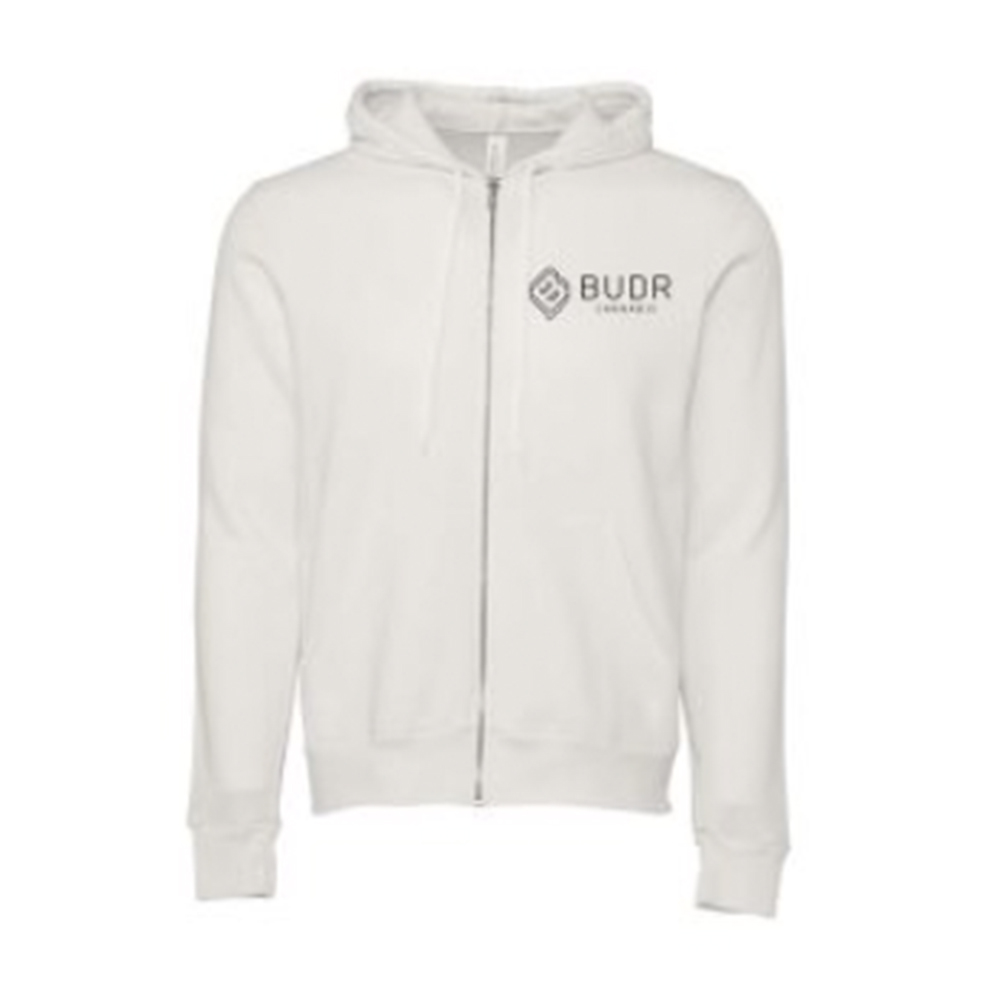 Budr Zip-Up White Hoodie- Medium