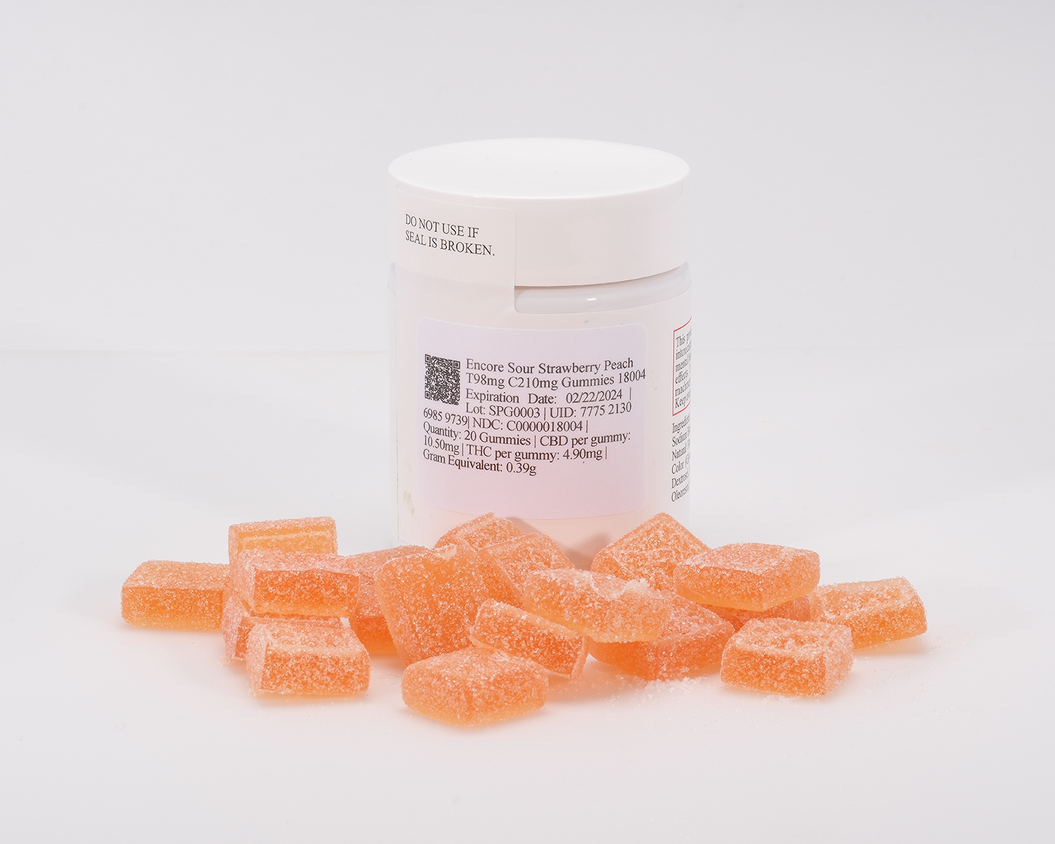 Encore Sour Strawberry Peach T98mg C210mg Gummies 18004 [20pk] (210mg