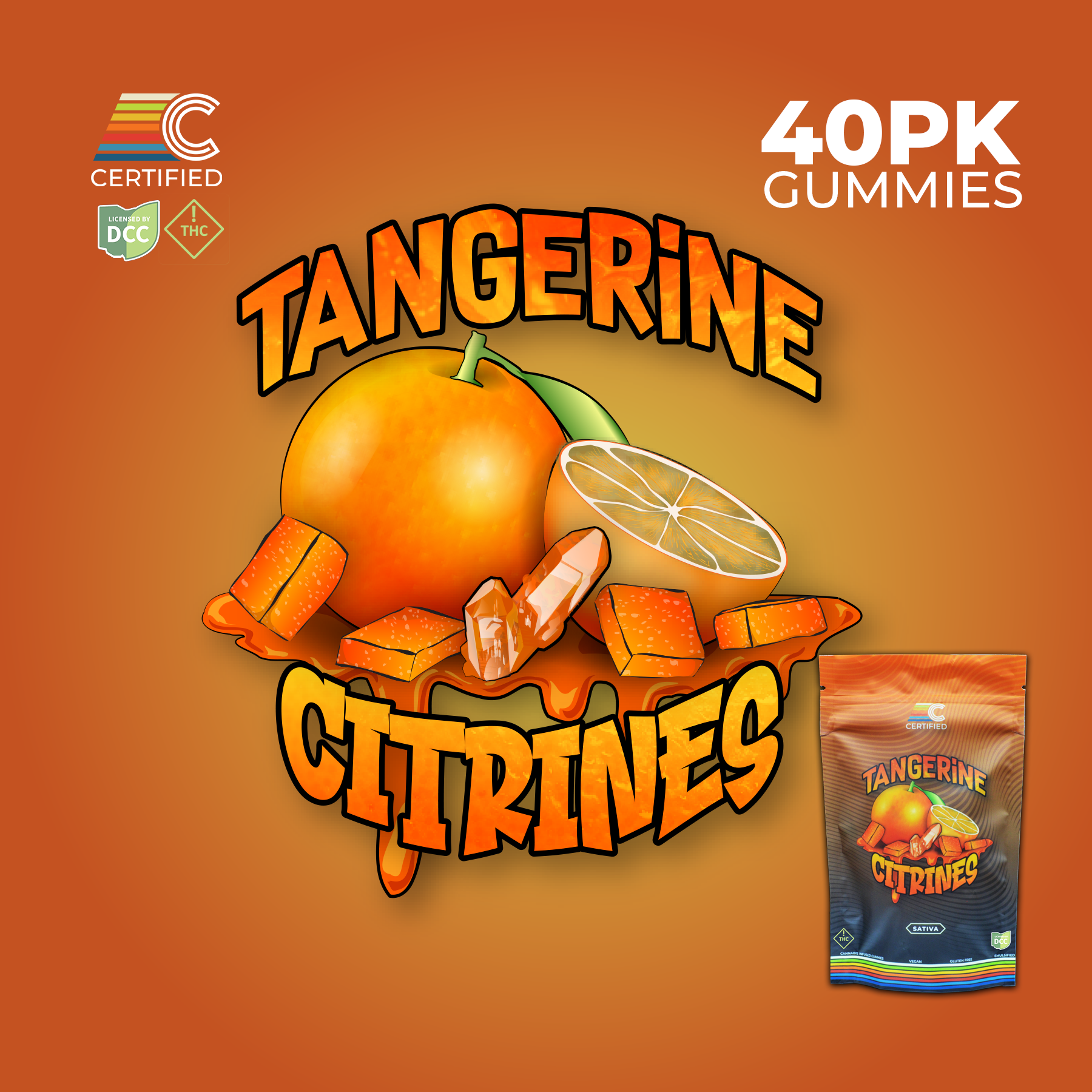 CERTIFIED CULTIVATORS - TANGERINE CITRINES - GUMMIES - [400MG] - 40PK - SATIVA