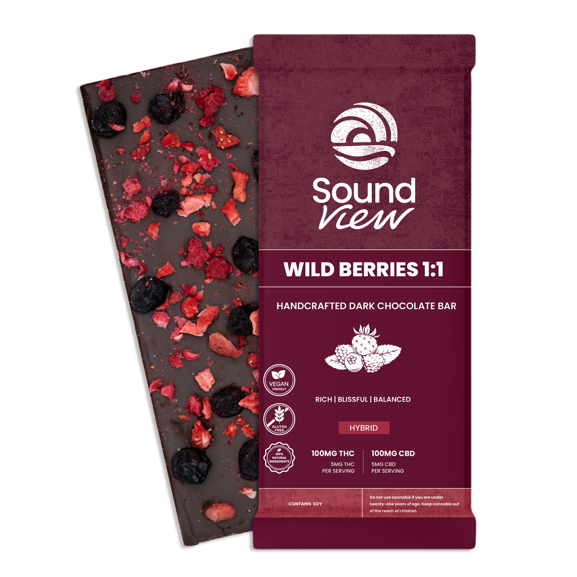 Soundview Wild Berries 1:1 CBD Dark Chocolate (H) 00182