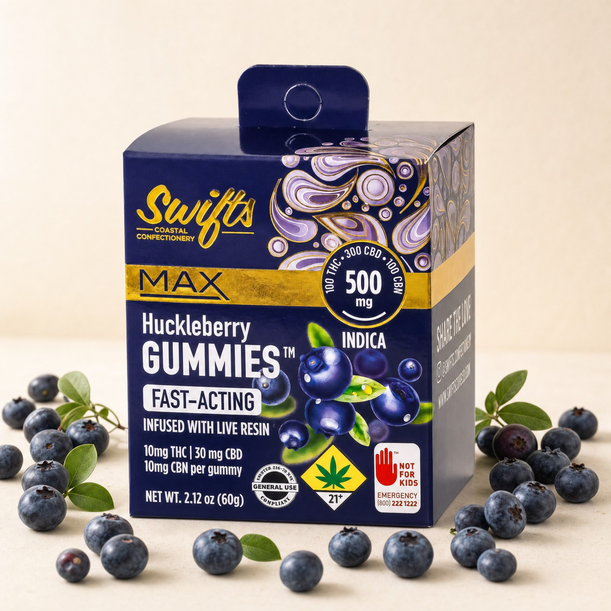 Huckleberry [10pk] (300mg CBD/100mg THC/ 50mg CBN/ 50mg CBG)