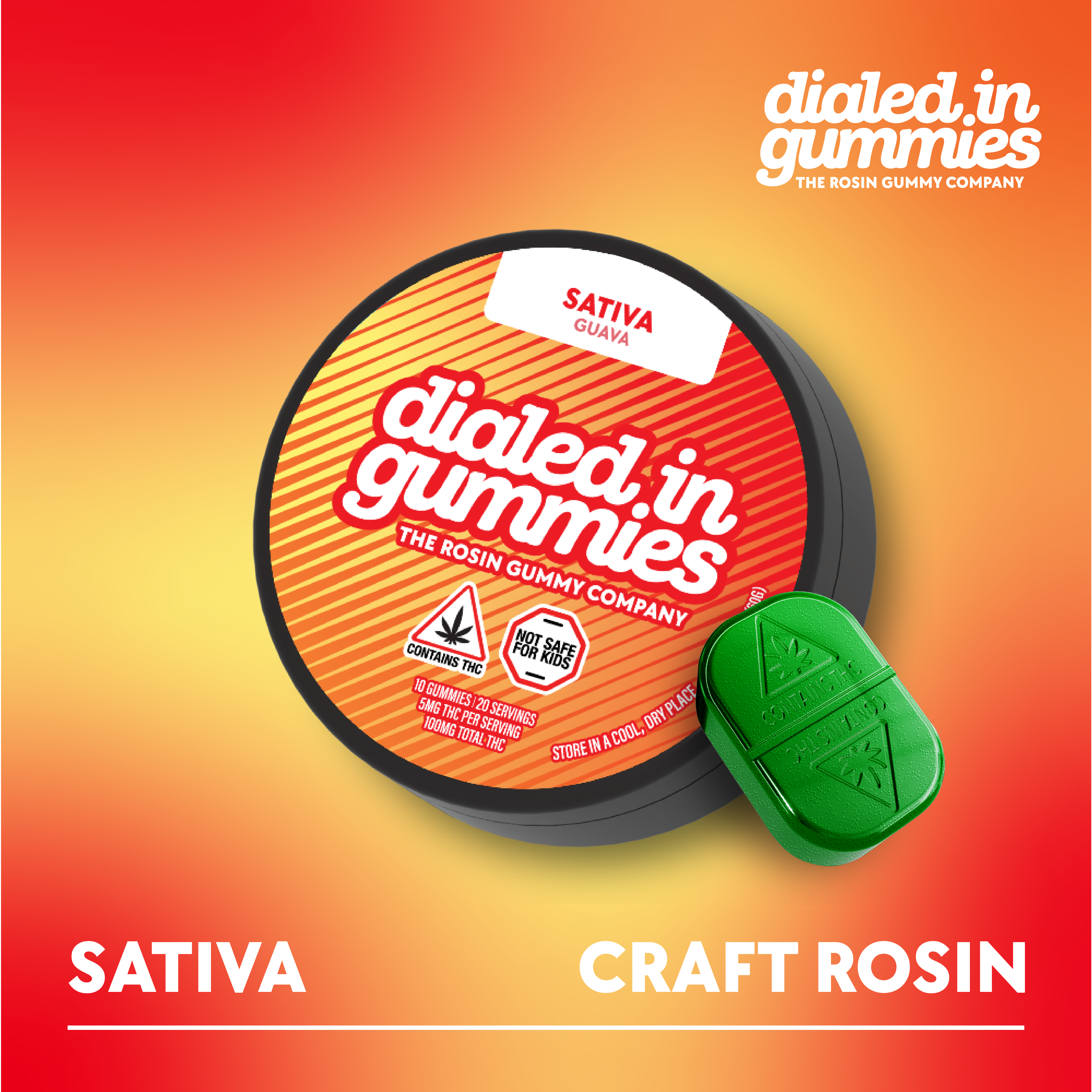 100mg - Guava - Rosin Gummies (10pk - 20 Servings) 100mg - Guava - Rosin Gummies (10pk - 20 Servings)