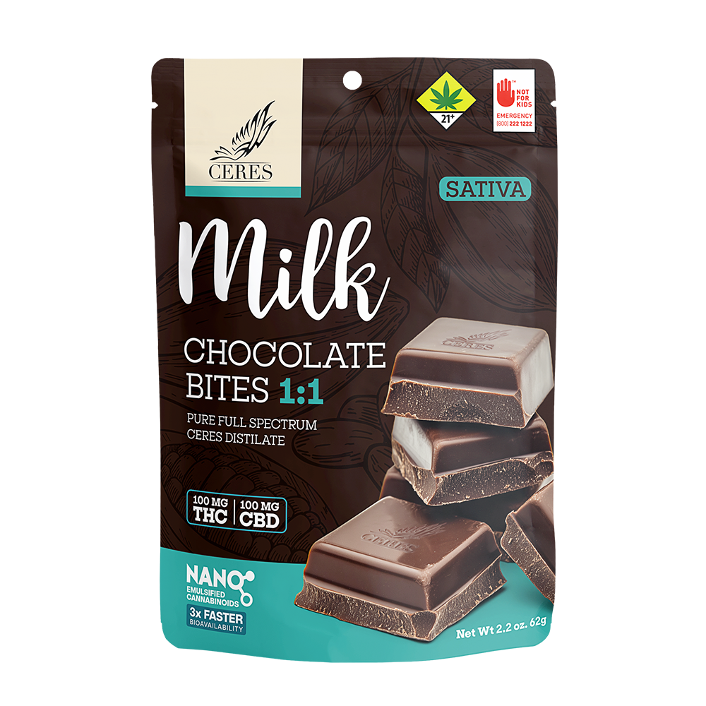 1:1 Milk Chocolate - Sativa (100mg CBD/100mg THC)