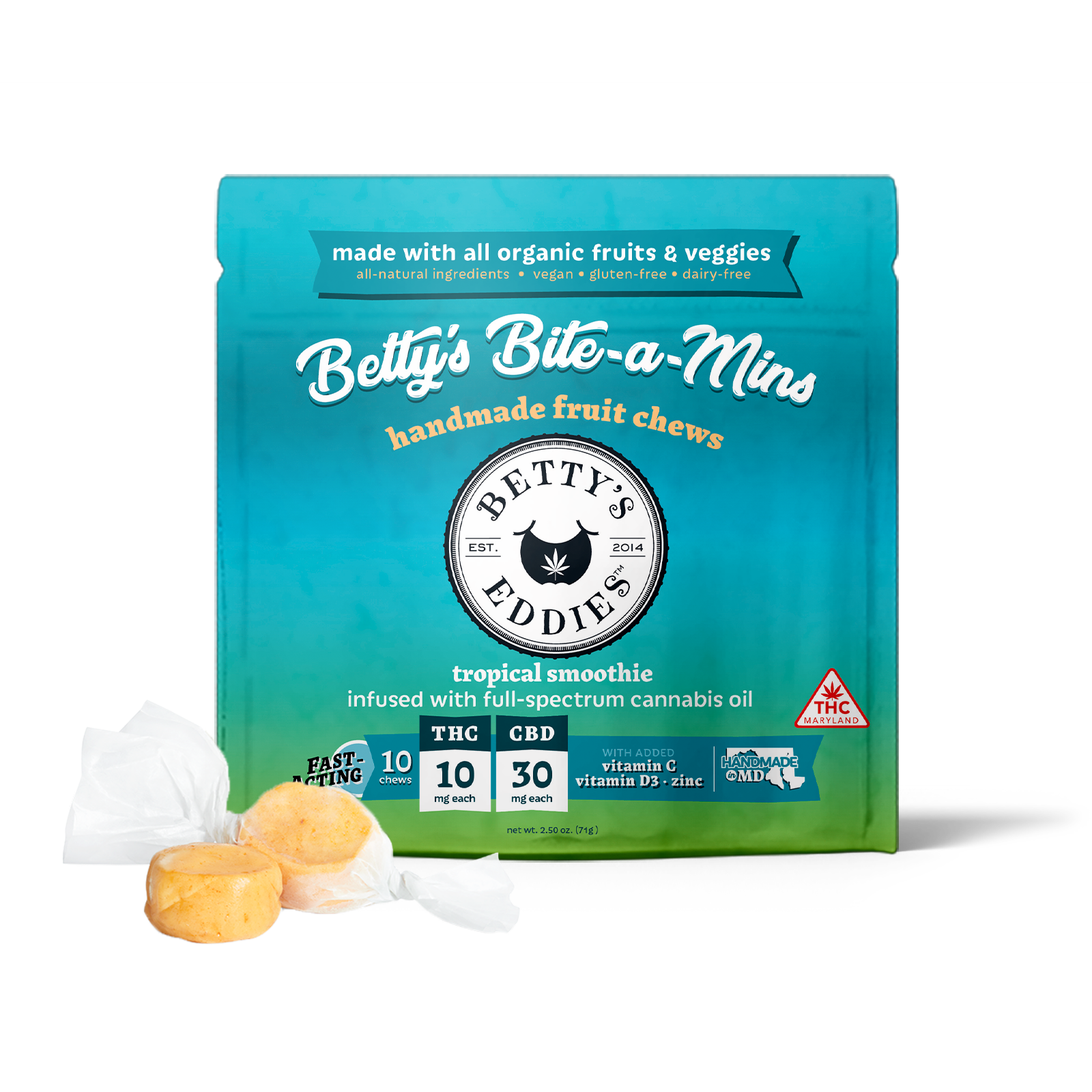 Betty's Bite-a-Mins - Tropical Smoothie [10pk] (100mg THC/300mg CBD)