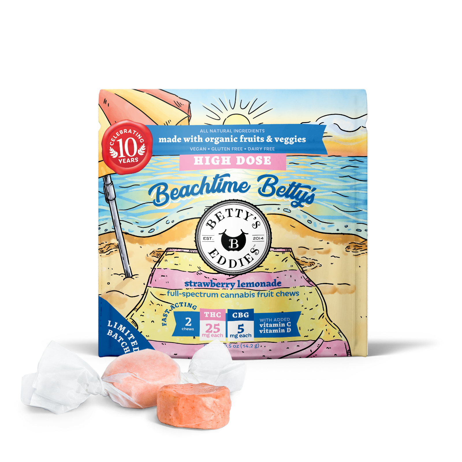 Beachtime Betty's - Strawberry Lemonade [2pk] (25mg THC/5mg CBG each)