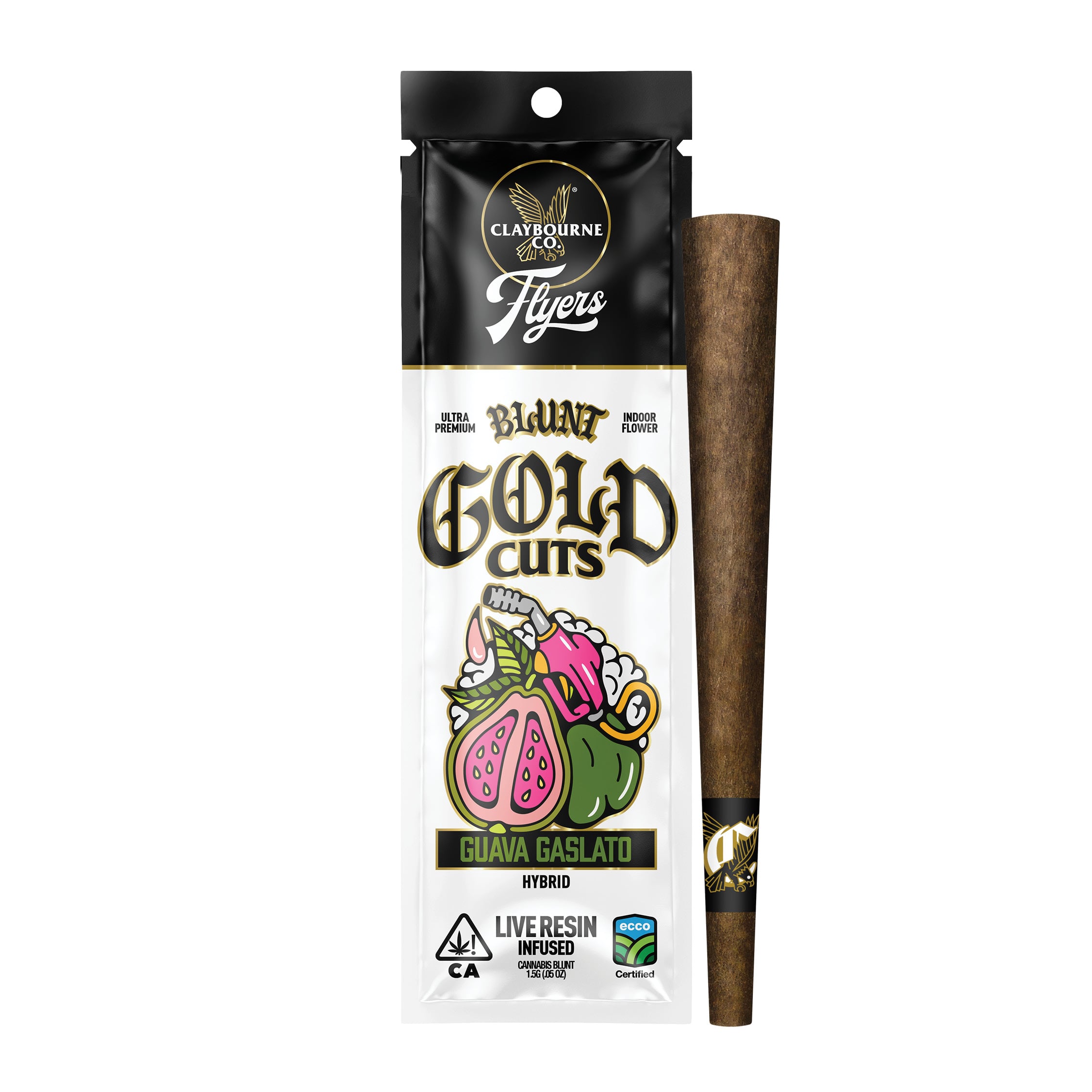 Guavo Gaslato (1.5g) - Flyers Gold Cuts Live Resin Infused Blunt