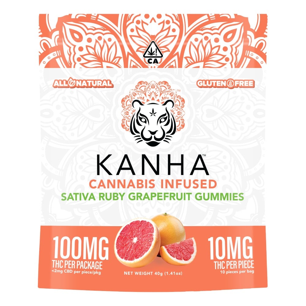 Ruby Grapefruit Sativa [10pk] (100mg) KANHA Gummies Jane