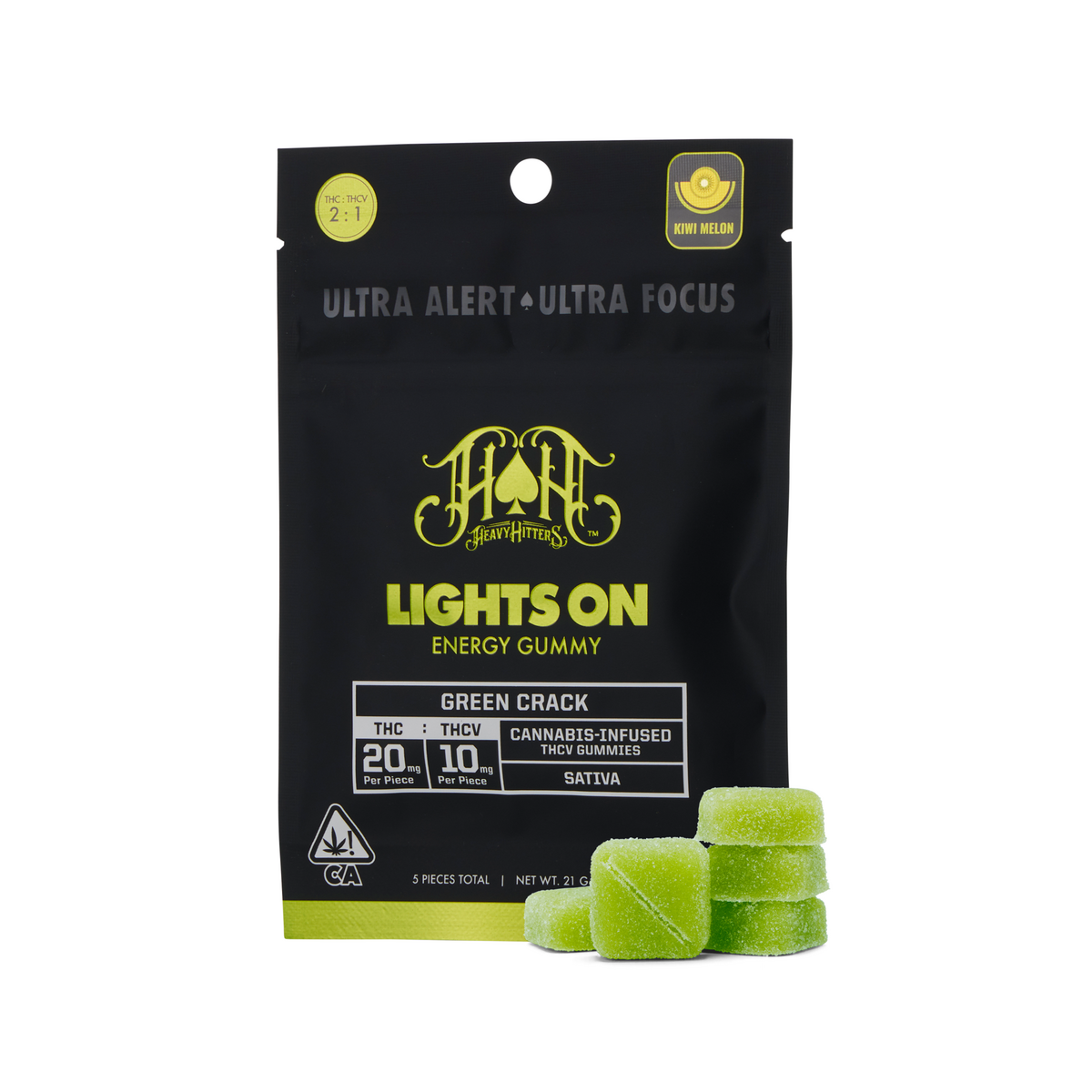 Green Crack Lights On Energy Gummies | 100mg THC - 50mg THCV
