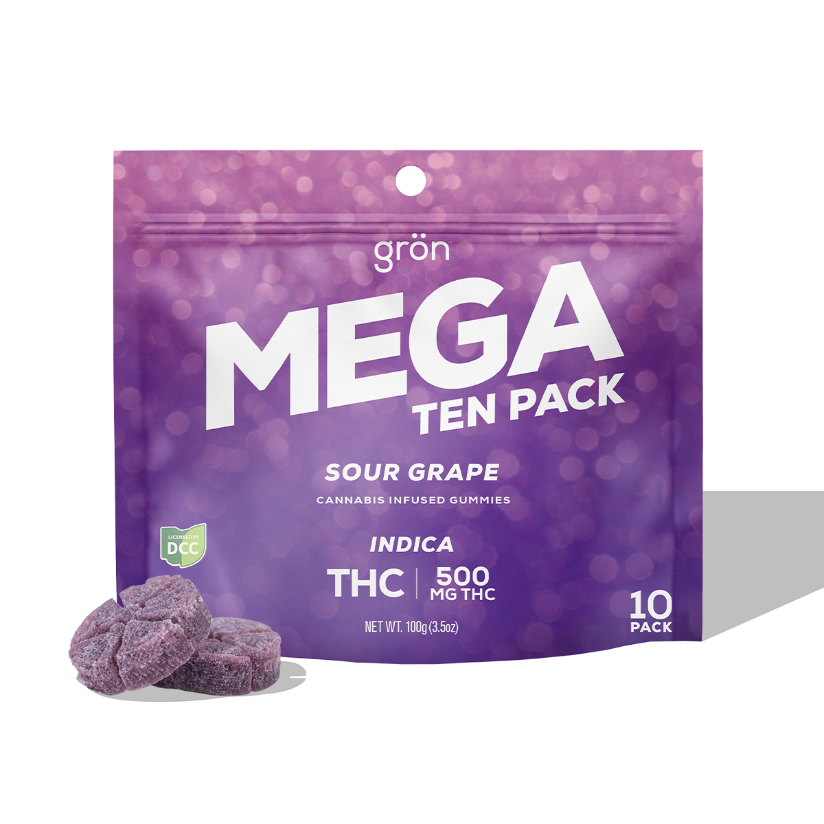 GRON - SOUR GRAPE MEGA - GUMMIES - [500MG] - 10PK - INDICA