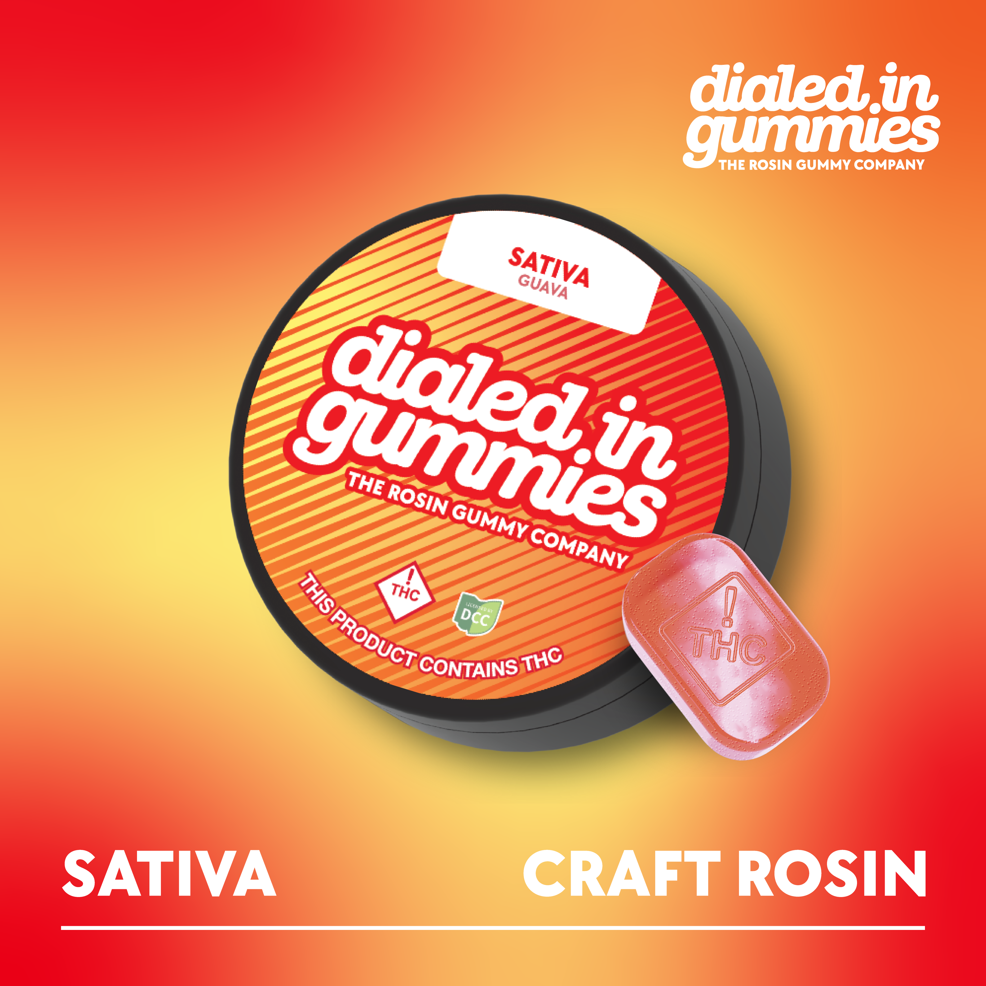 DIALED IN - GUAVA - ROSIN GUMMIES - [100MG] - 10PK - SATIVA
