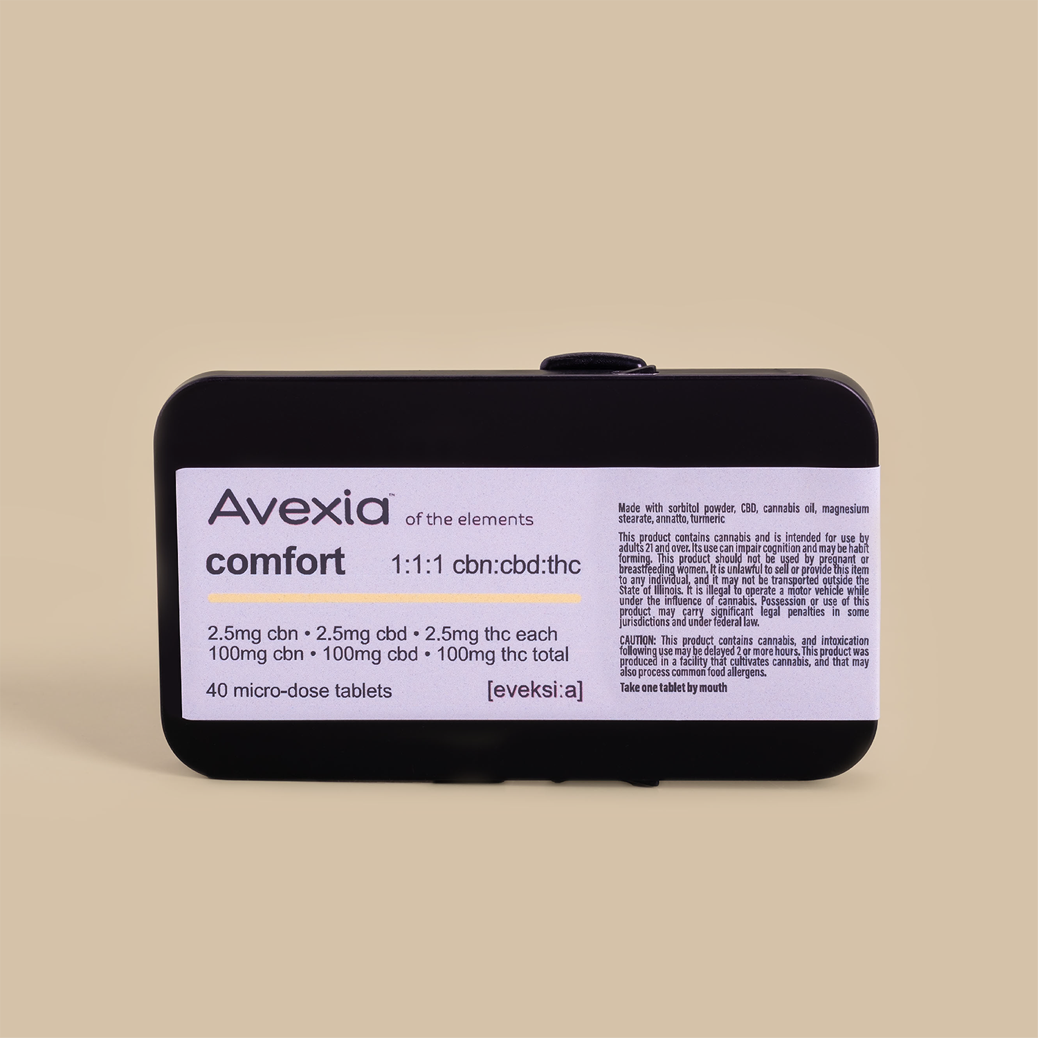 CTP Avexia Comfort 1:1:1 CBN:CBD:THC C100mg C96mg T96mg Tablets 26452 40 pk
