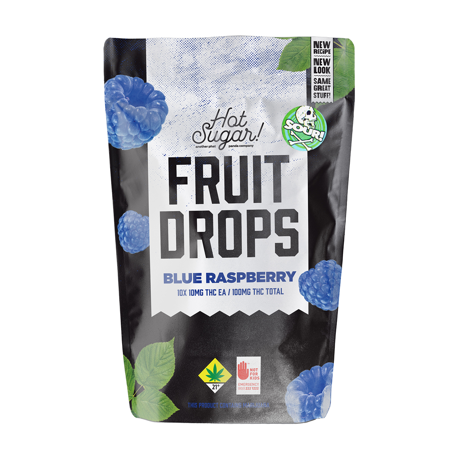 Sour Blue Raspberry Fruit Drops 100mg 10-pack