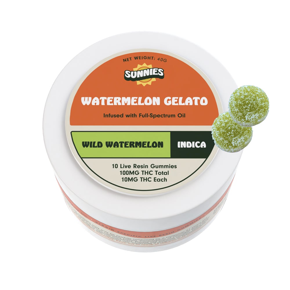 SUNNIES - WATERMELON GELATO - LIVE RESIN GUMMIES - [100MG] - 10PK