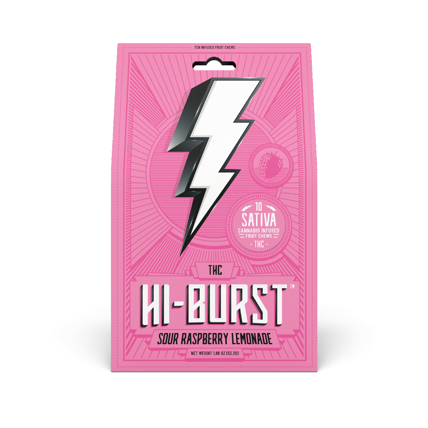 CBN Sour Raspberry Lemonade [10pk] (100mg) HiBurst Fruit Chews Jane