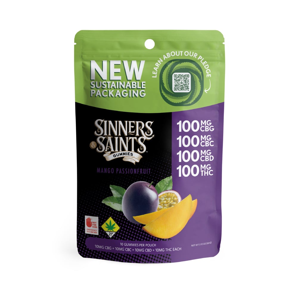 1:1:1:1 Mango Passionfruit [10 pack] (100mg CBC/100mg CBD/100mg CBG/100mg THC))