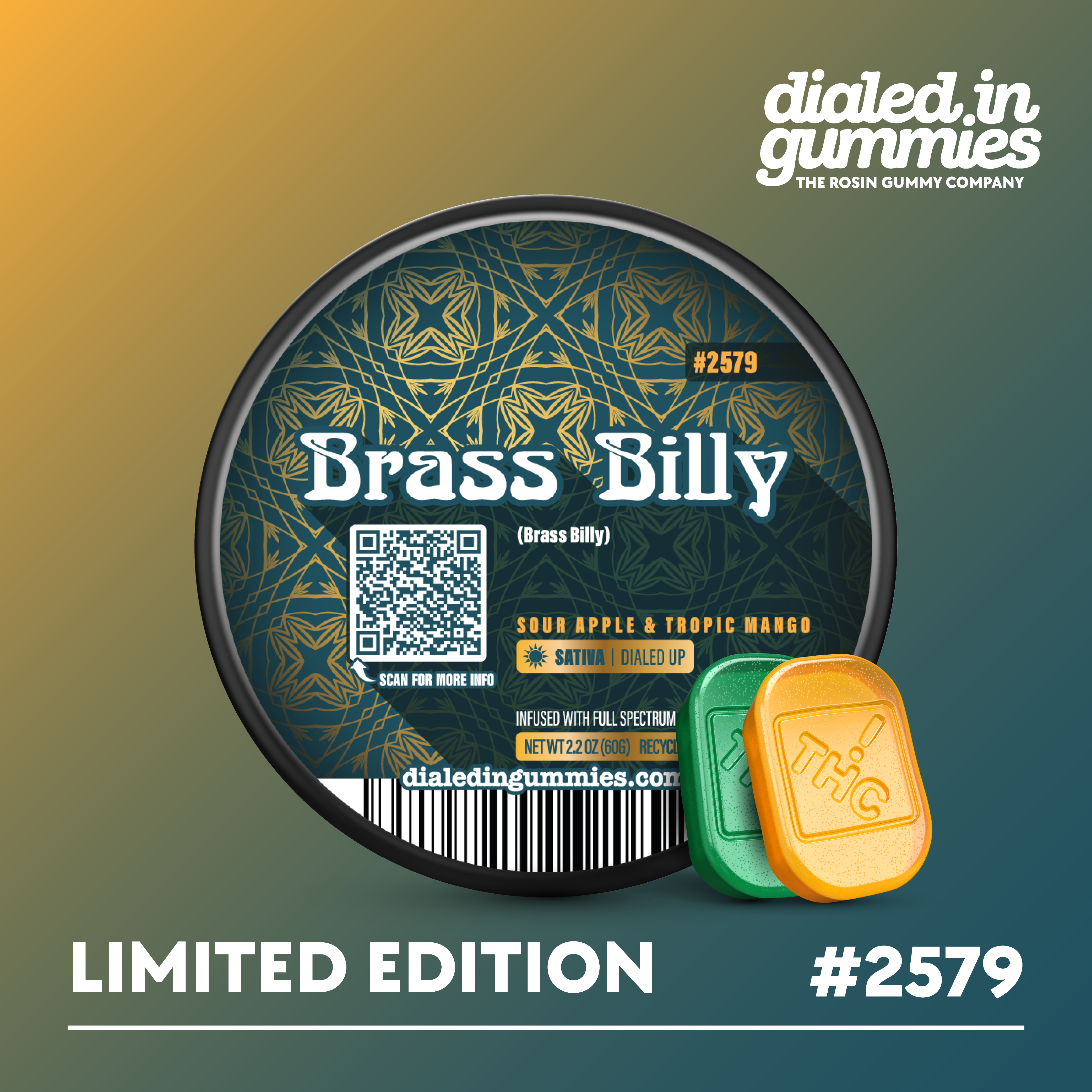 100mg - Brass Billy #2579 - Rosin Gummies (10pk)