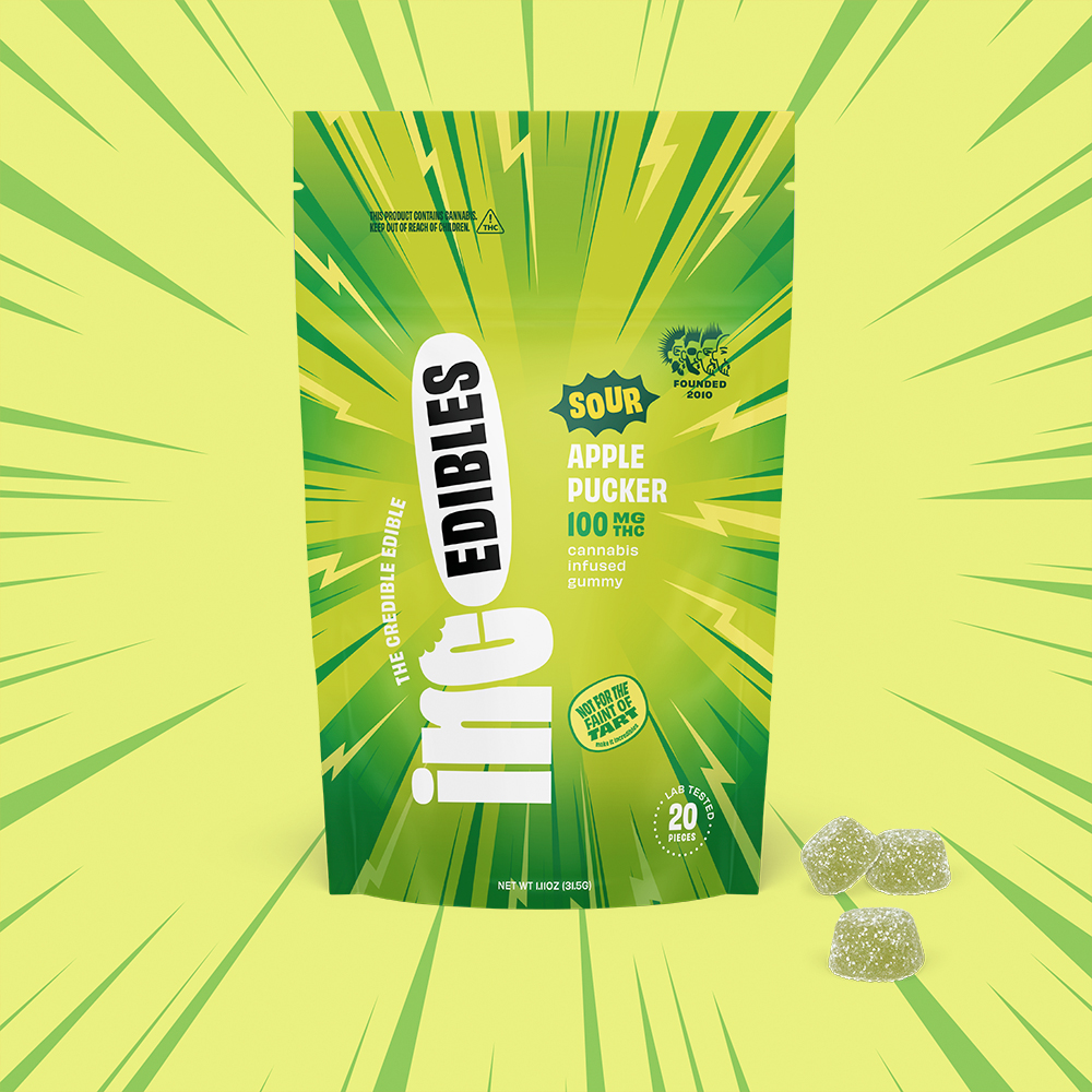 Inc.edibles 20 Pack Sour Apple Pucker THC Gummies 01117