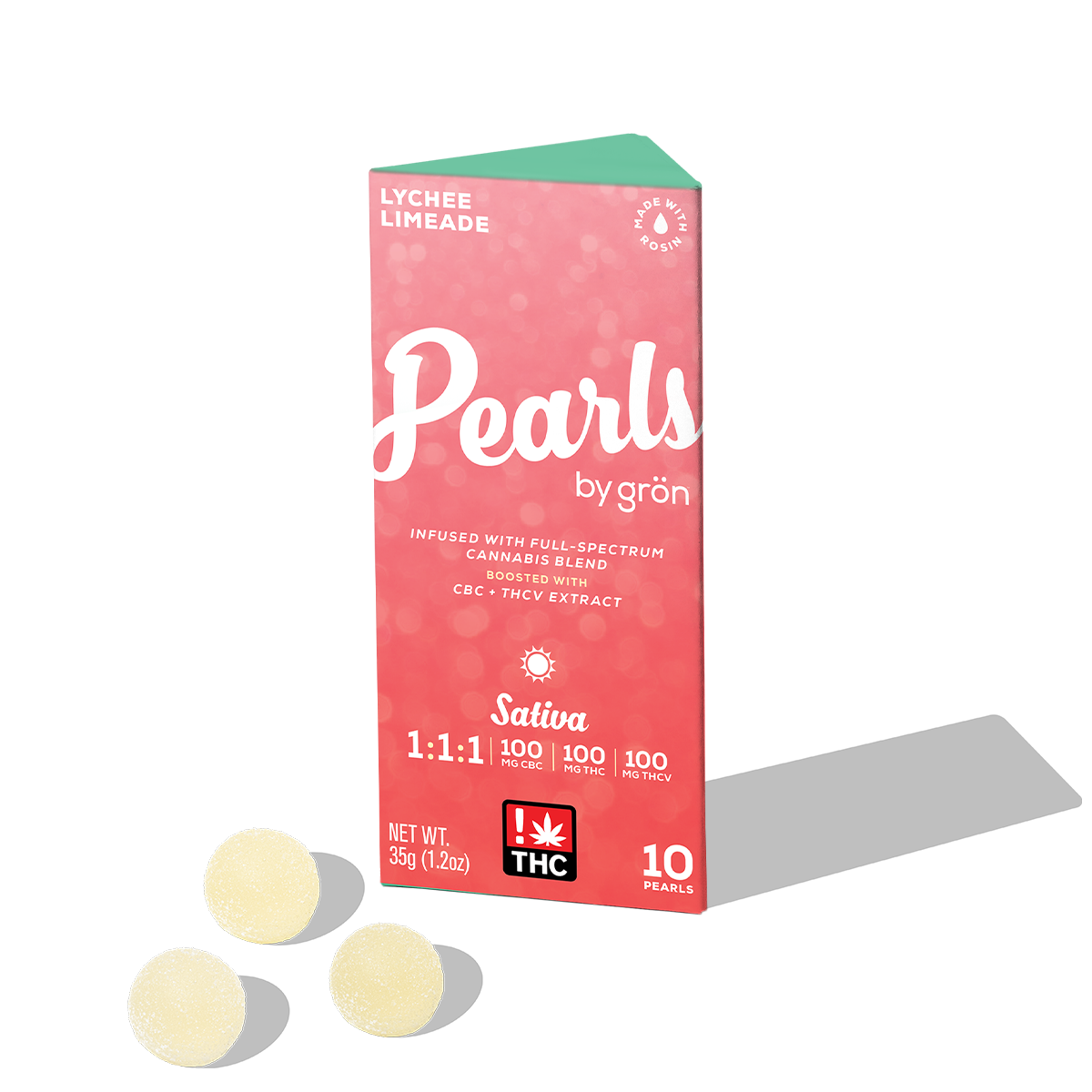 1:1:1 Lychee Limeade Pearls [10pk] (100mg CBC/100mg THC/100mg THCV)