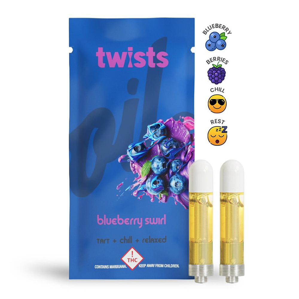 Blueberry Swirl Flavor - "Twists" Cartridge 2-PACK (2000mg)