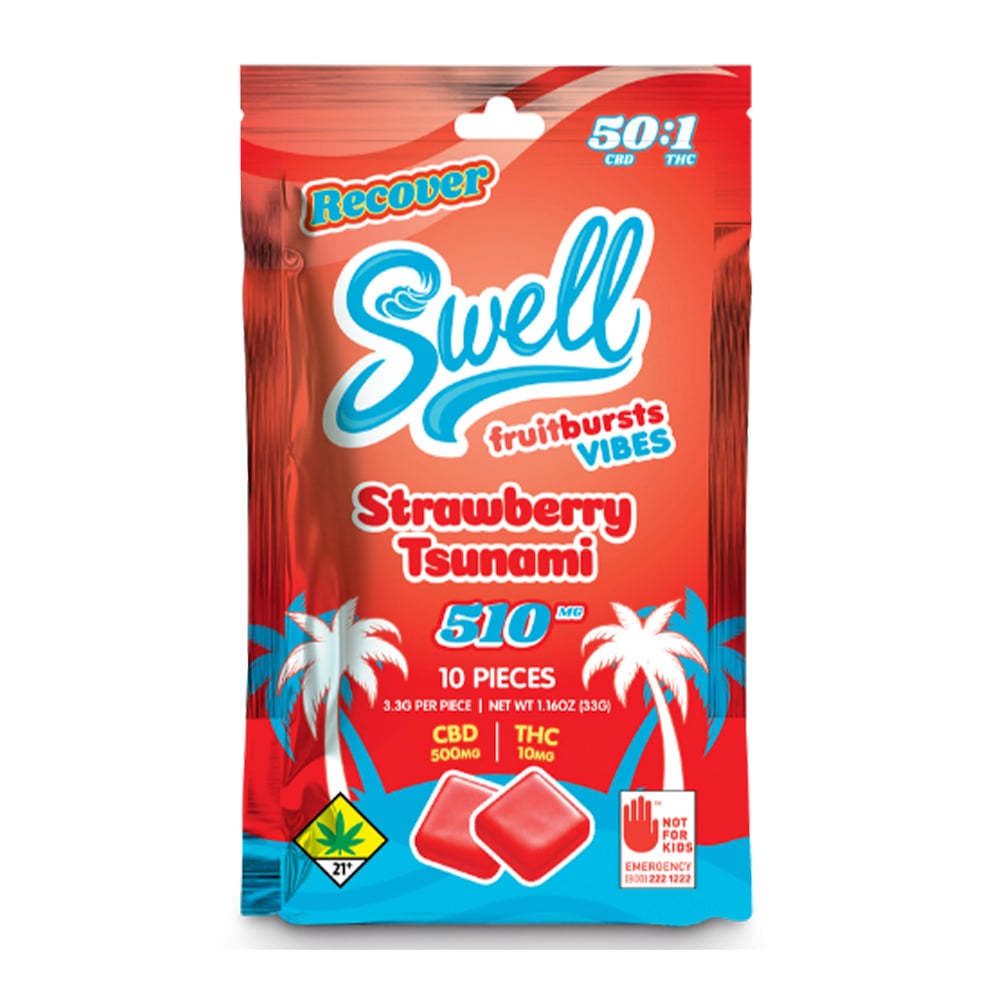 Recover Vibes - Strawberry Tsunami [10pk] (500mg CBD/10mg THC)
