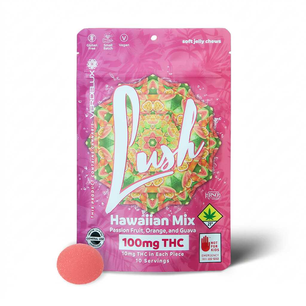 Gummies Lush Hawaiian Mix (DOHC) Edibles - Indica  10pk 100mg THC