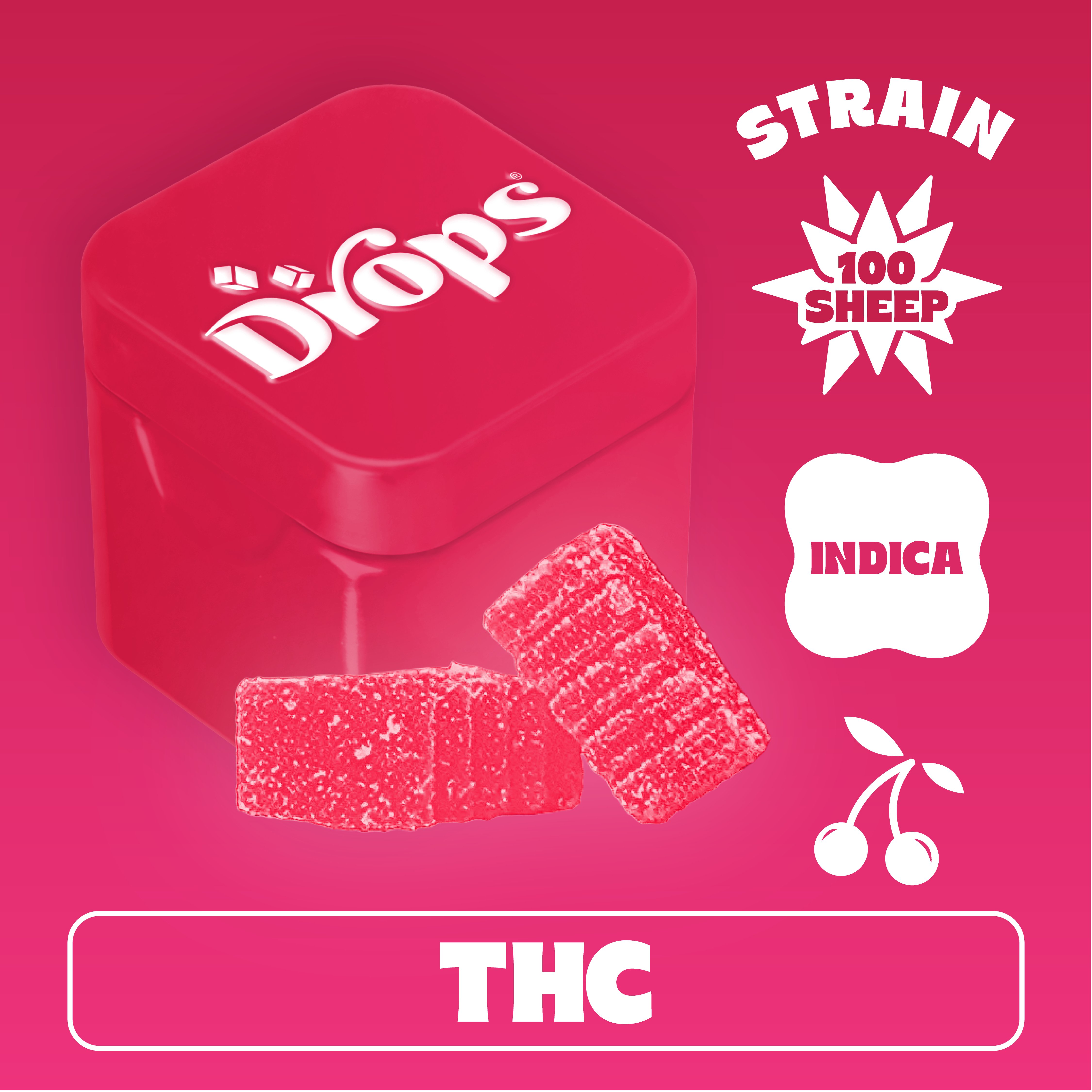 Cherry - 2pc - 100 Sheep - Indica (100mg THC)