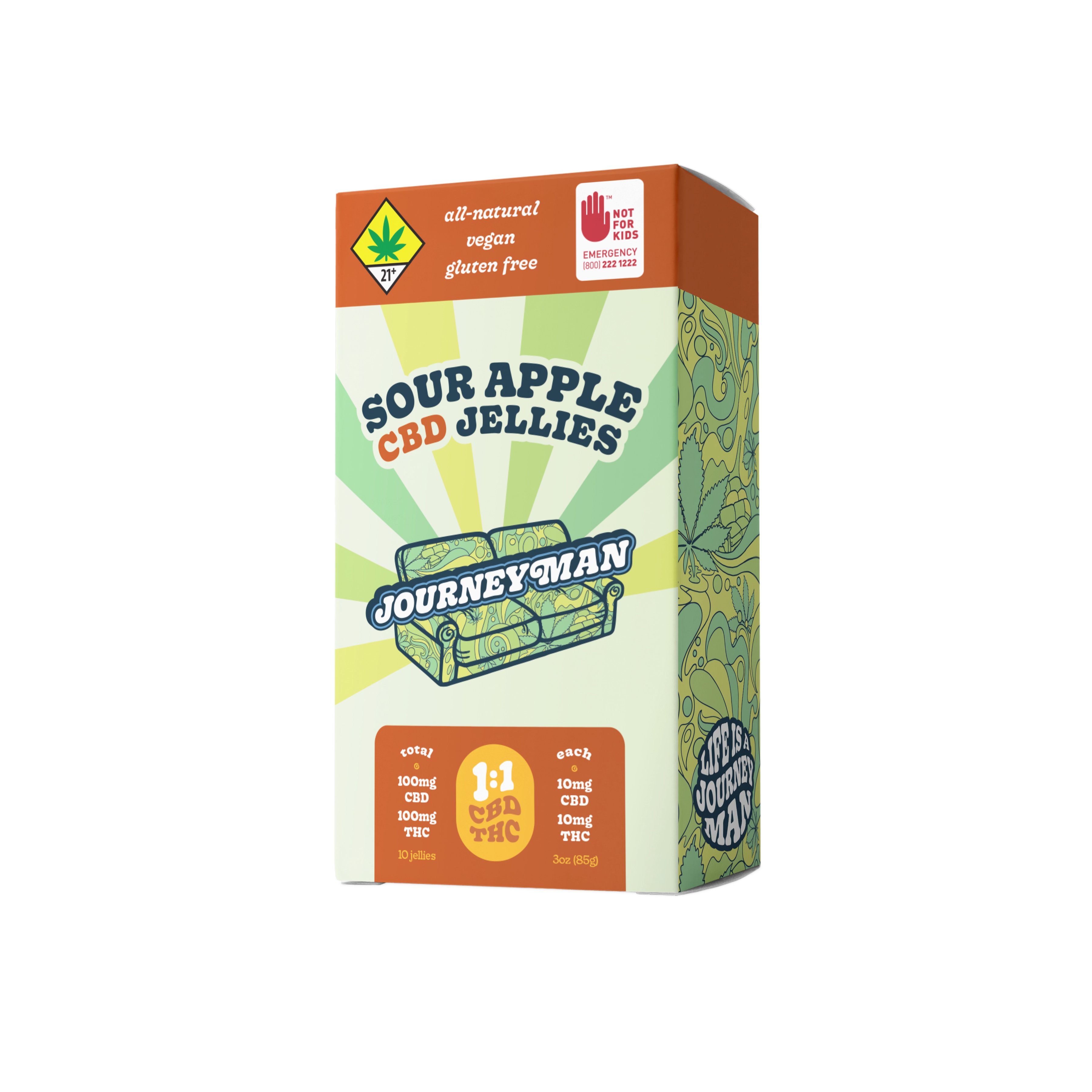 1:1 Sour Apple Jellies [10pk] (100mg THC/100mg CBD)