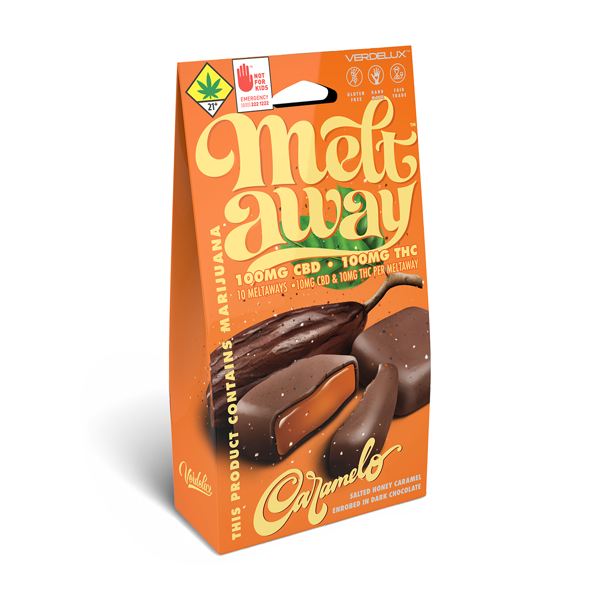 Meltaway Chocolate Covered Honey Caramel 1:1 (DOHC) Edibles 10pk 100mg CBD | 100mg THC
