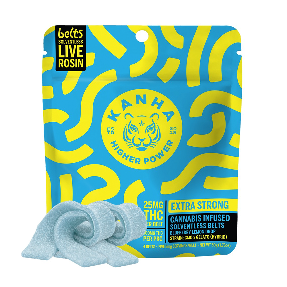 KANHA | Solventless Live Rosin Belts | Blueberry Lemon Drop | 100mg THC | 4-pack