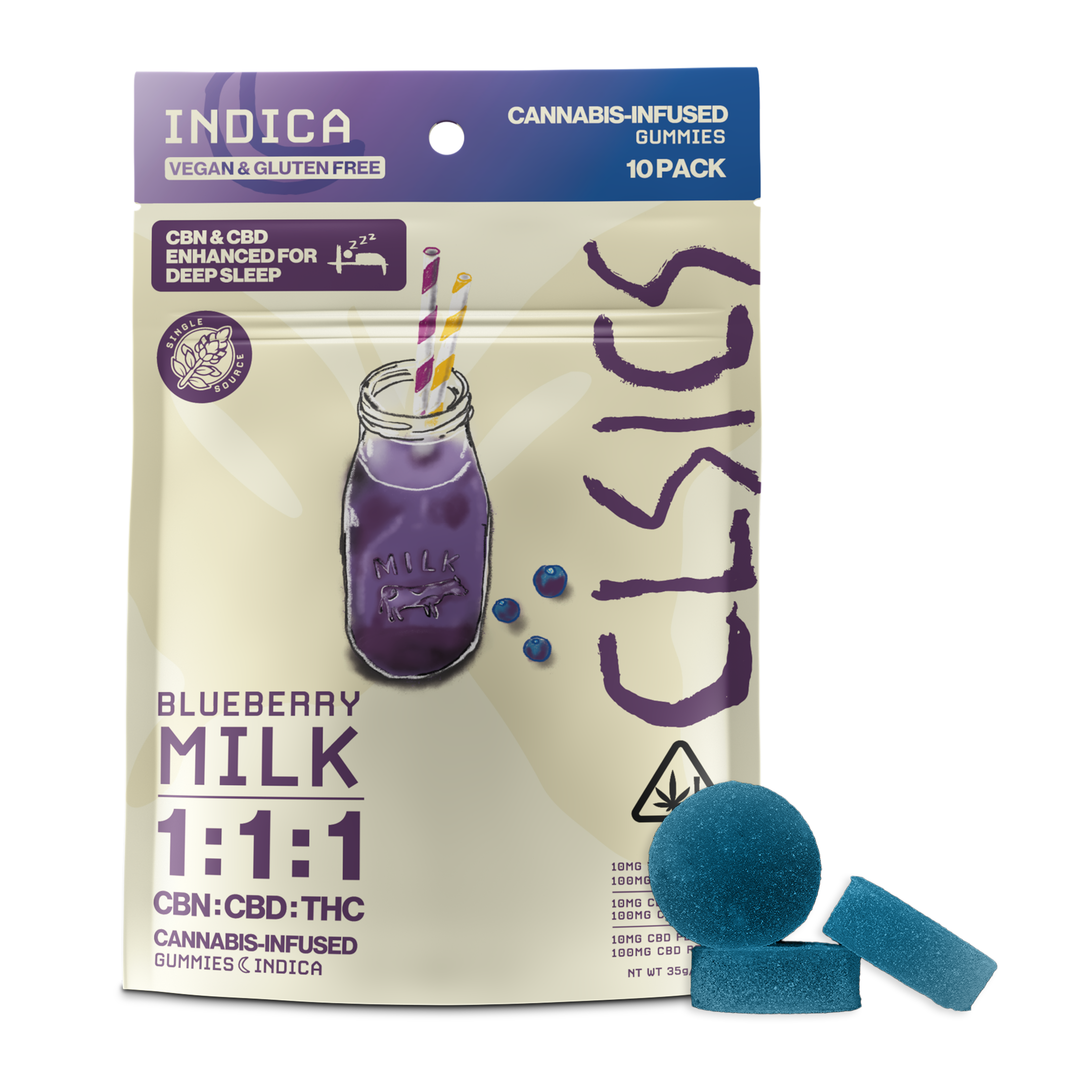 Blueberry Milk - CBN Sleep [10pk] (100mg CBN/100mg CBD/100mg THC)