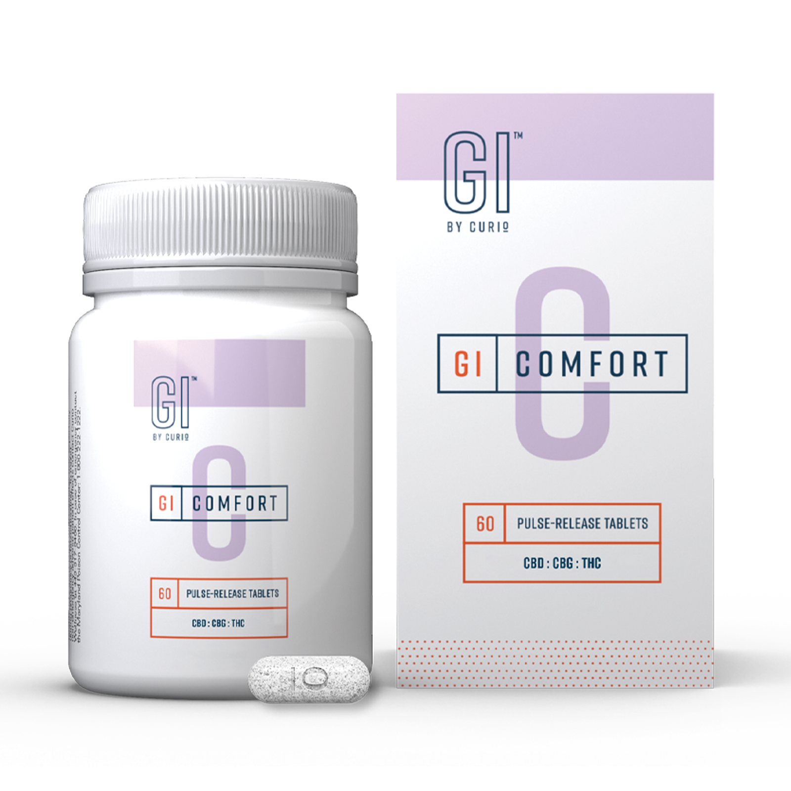 'GI' Comfort [60pk] (1800mg CBD/4500mg CBG/102mg THC) Curio Wellness