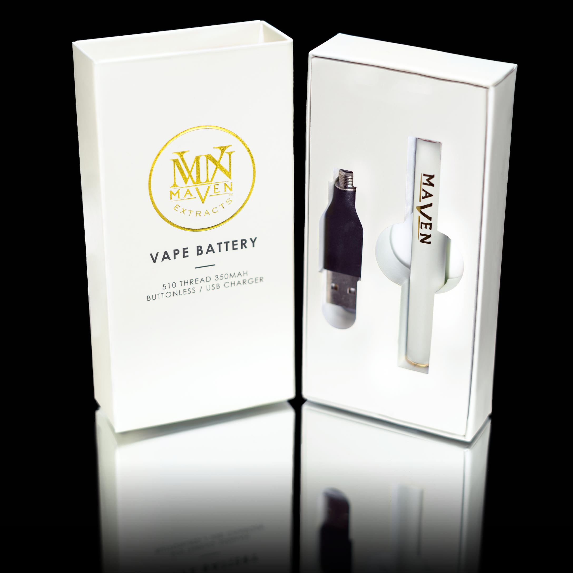 MAVEN Buttonless 510 Thread Battery - White
