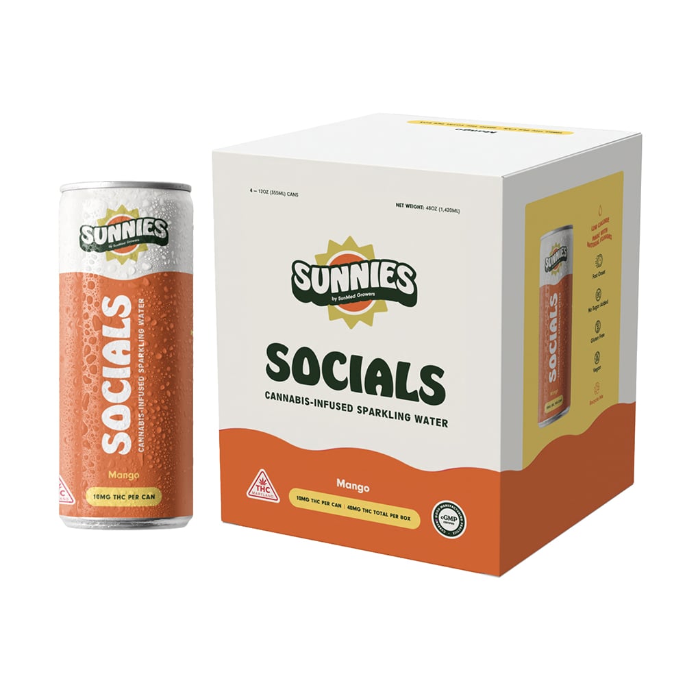 Socials - Mango Sparkling Water - 4pk - 40mg