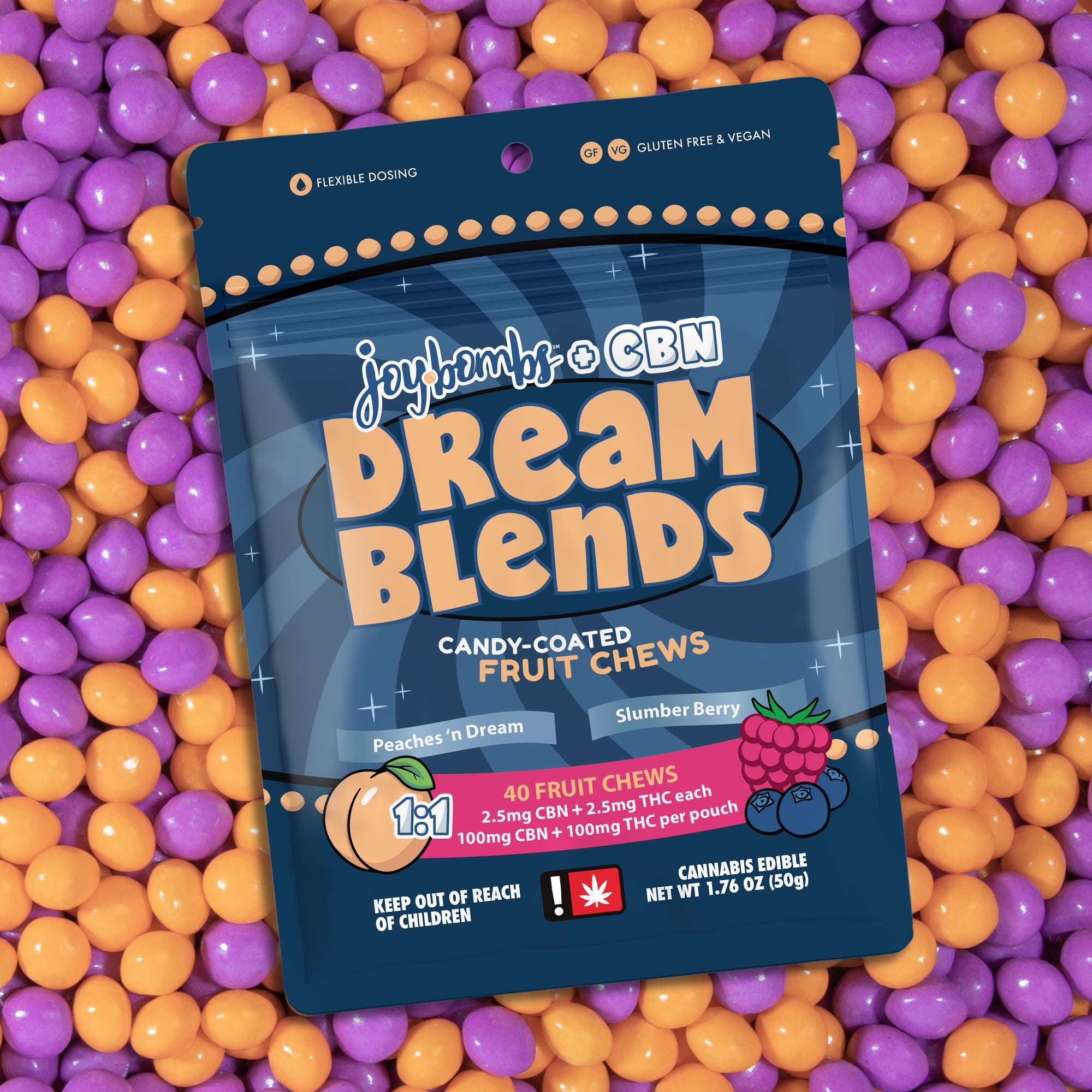Joy Bombs + CBN 1:1 Dream Blends - 100mg THC (40pk / 2.5mg THC & 2.5mg CBN ea)