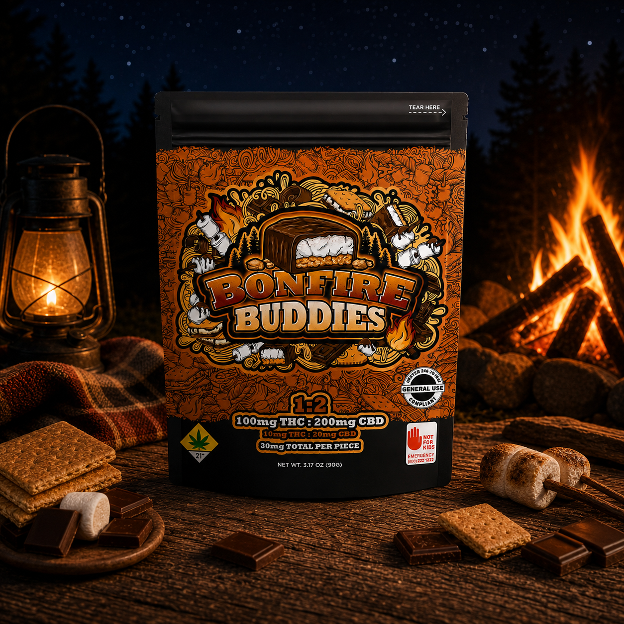 2:1 Chocolate Covered Bonfire Buddies [10pk] (200mg CBD/100mg THC)