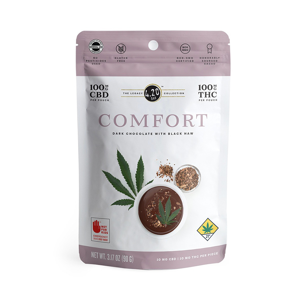 1:1 Comfort Comfort Dark Choco with Black Haw Bark and L-Theanine [10pk] (100mg CBD/100mg THC)