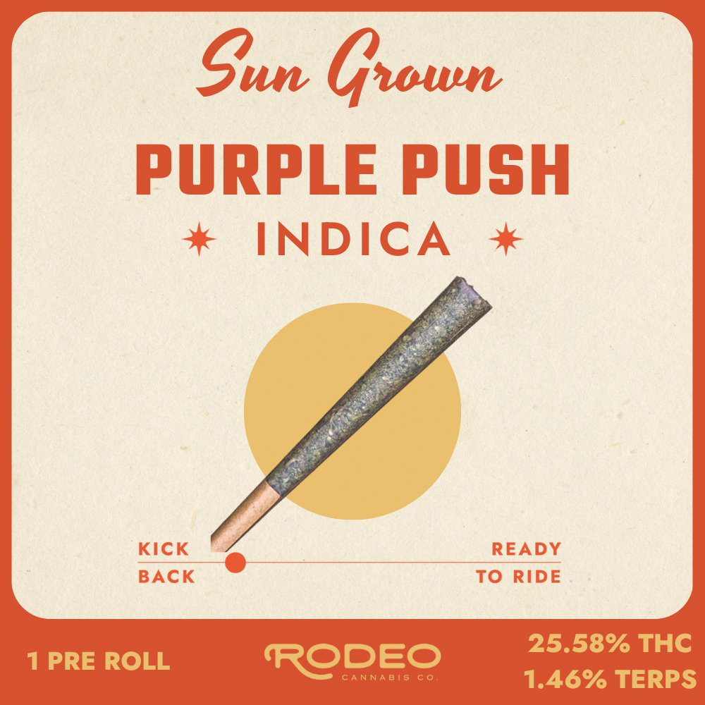 Rodeo Cannabis - Purple Push OG (I) 1g Pre-Roll 1pk (1g) C0070000332 Rodeo Cannabis - Purple Push OG (I) 1g Pre-Roll 1pk (1g) C0070000332