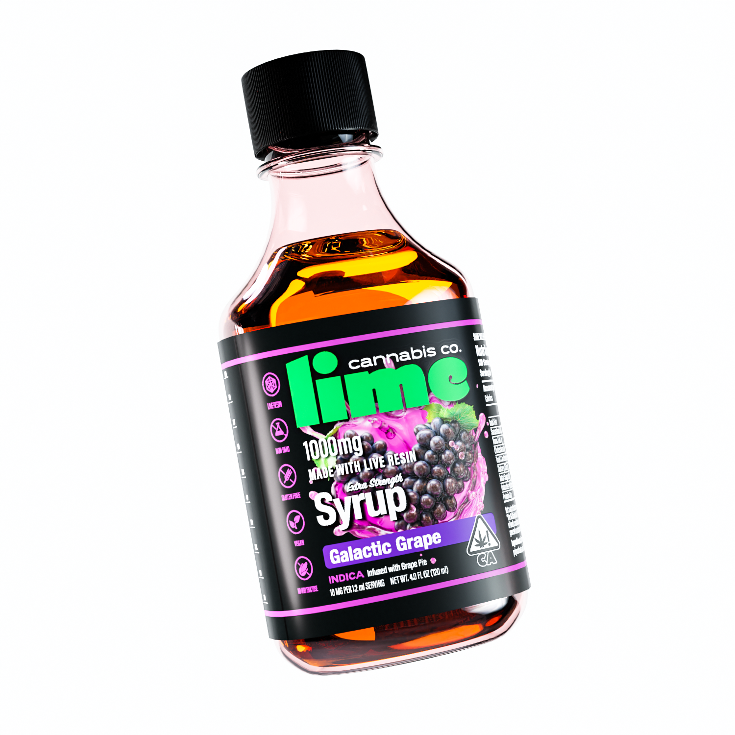 1000mg Live Resin THC Syrup Tincture Grape Lime 1000mg Extra