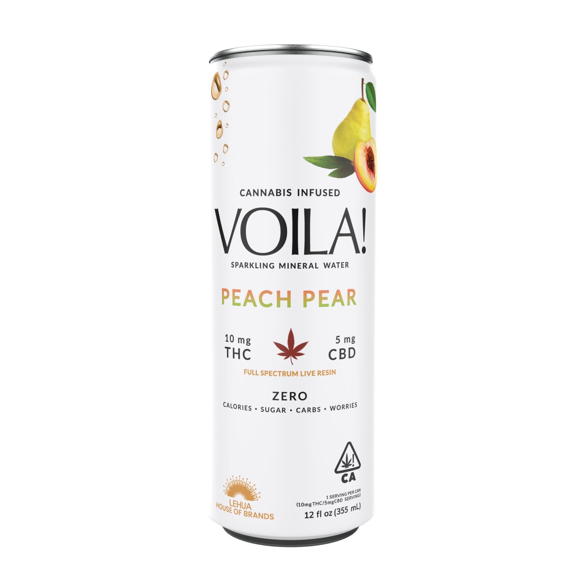 Voila Peach Pear Sparkling Mineral Water (10mg THC/5mg CBD)