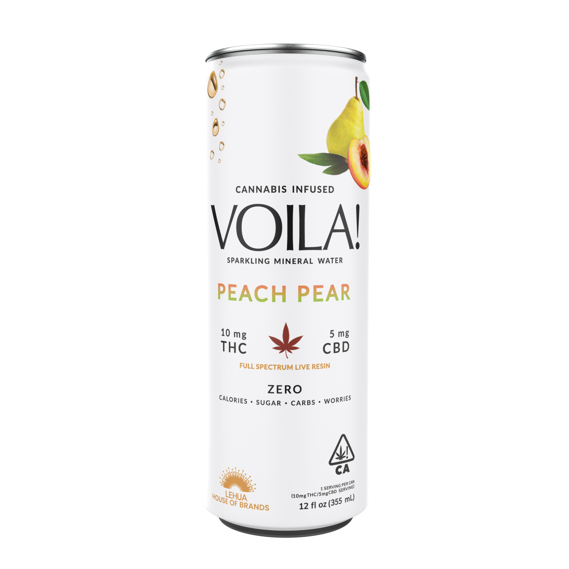 Voila Peach Pear Sparkling Mineral Water (10mg THC/5mg CBD)