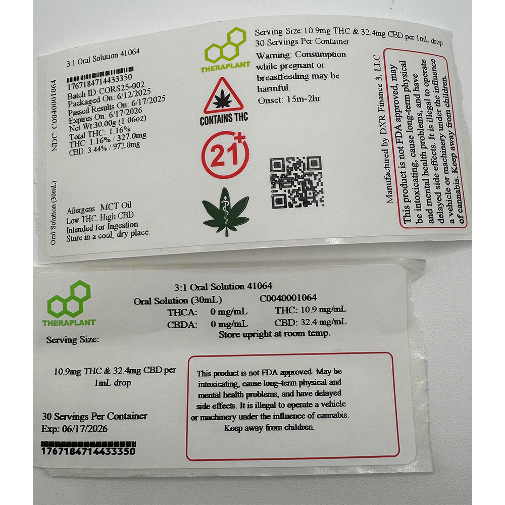 Shop 3:1 Oral Solution 41064 | Bluepoint Wellness Dispensary