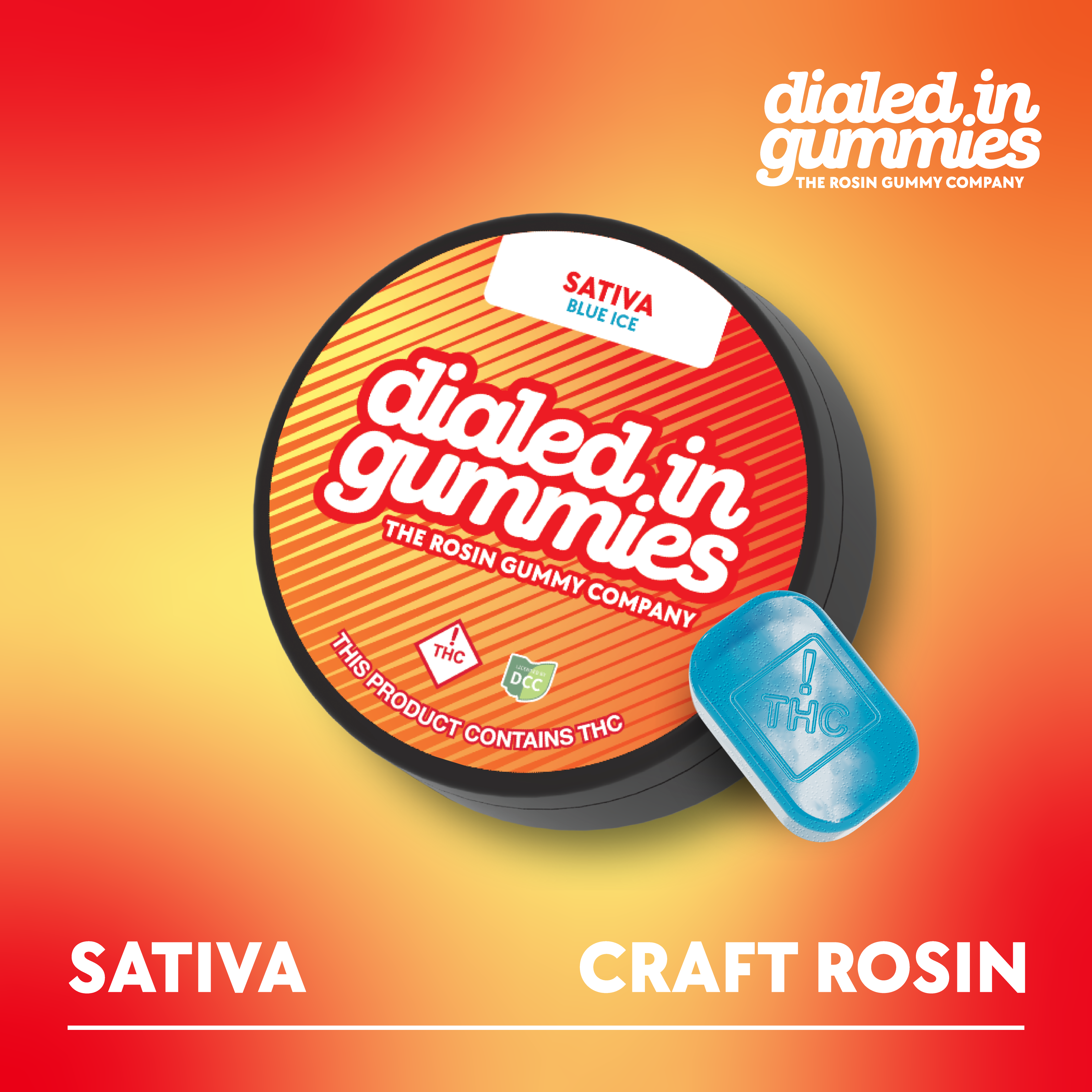 DIALED IN - BLUE ICE - ROSIN GUMMIES - [100MG] - 10PK - SATIVA