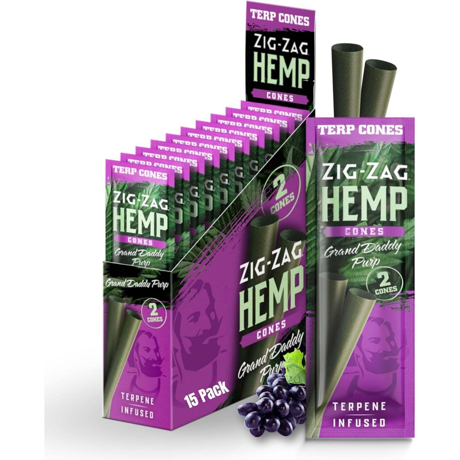 Shop Zig Zag Terpene Infused Hemp Cones 2pk - Grand Daddy Purp