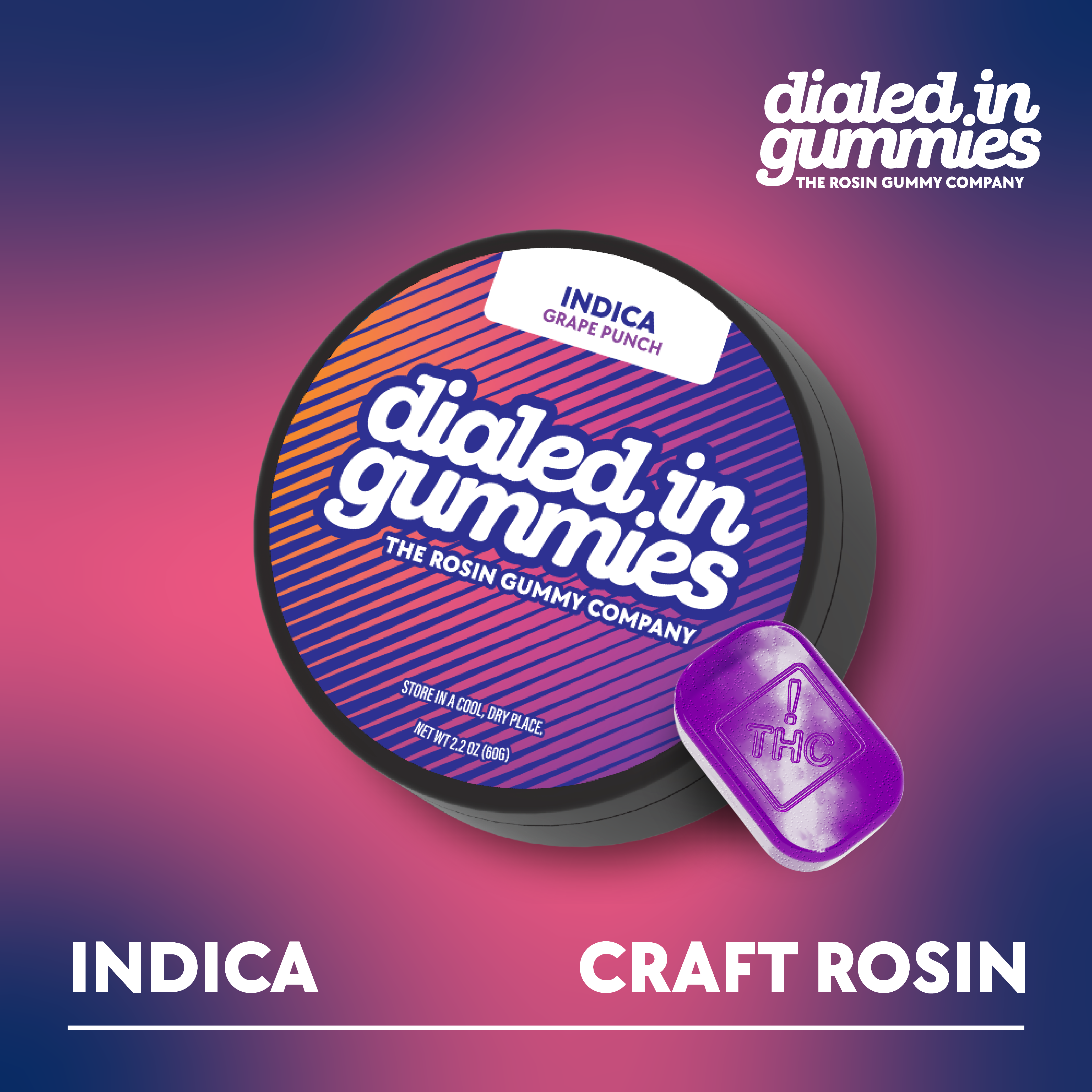 100mg - Grape Punch - Rosin Gummies
